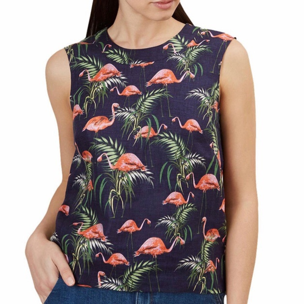 Hobbs Ruby Flamingo Print Top, Navy/Multi (US4)